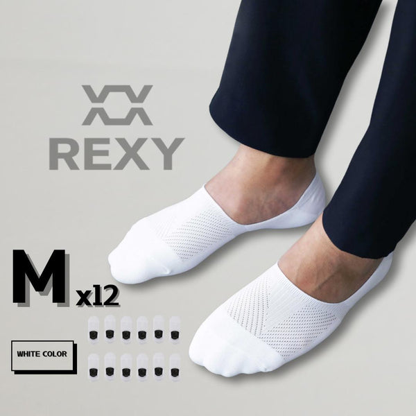 Rexy 12X Cushion No Show Ankle Medium Non Slip Breathable White Socks