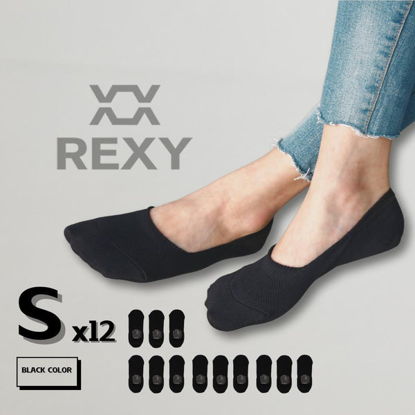 Rexy 12X Cushion No Show Ankle Small Non Slip Breathable Black Socks