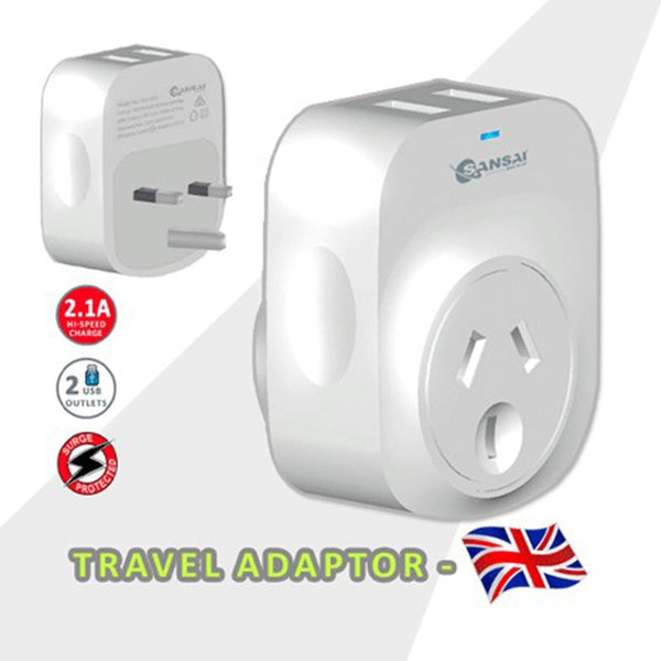 Sansai Travel Adaptor 2 X Usb Usa Other Travel Accessories