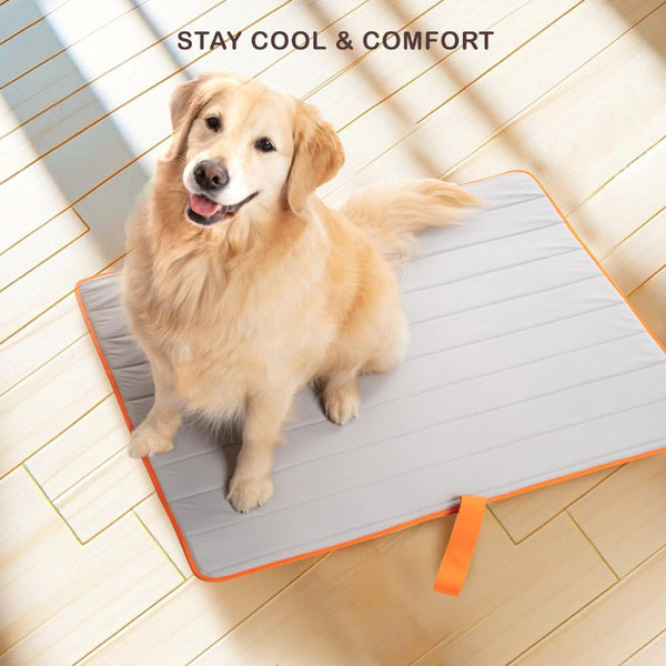 Banhamsisun Pet Dog Cooling Mat Non Slip Travel Roll Up Pad Bed Outdoor L Blue Pet Beds