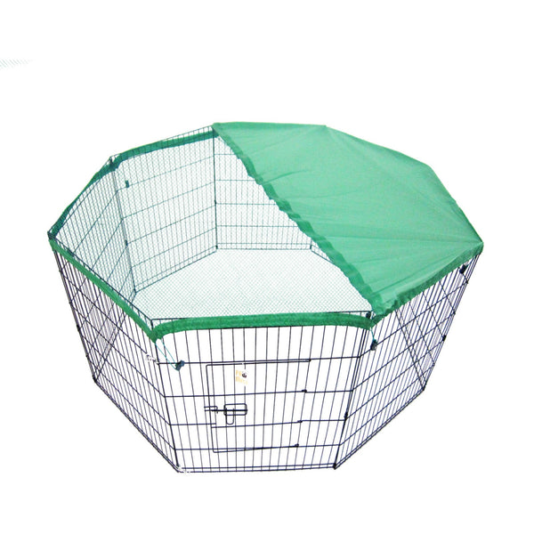 Pet Playpen Foldable Dog Cage 8 Panel 24In With Cover Dog Cages