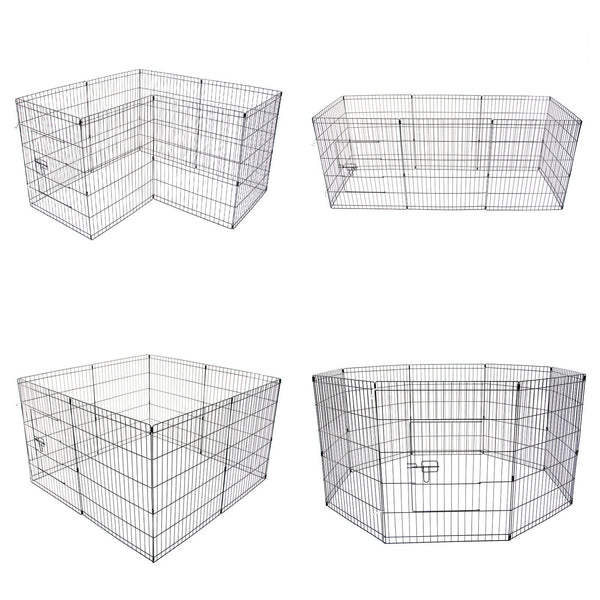 Pet Playpen Foldable Dog Cage 8 Panel 24In With Cover Dog Cages