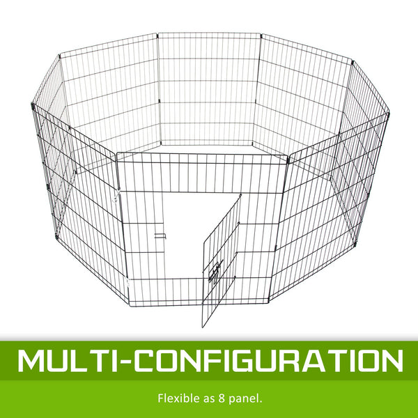 Pet Playpen Foldable Dog Cage 8 Panel 24In With Cover Dog Cages