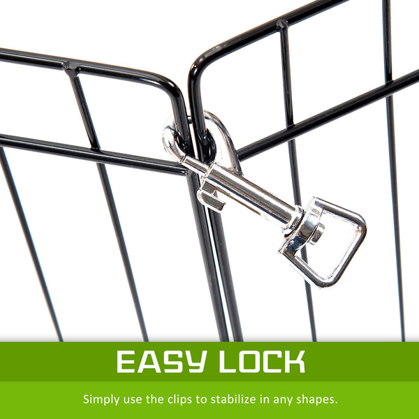 Pet Playpen Foldable Dog Cage 8 Panel 24In With Cover Dog Cages