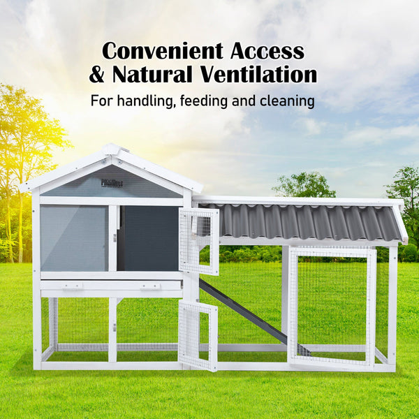 Rabbit Hutch Chicken Coop 147Cm 2 Storey Pet Cage Run Gracie Small Animal Cages & Hutches