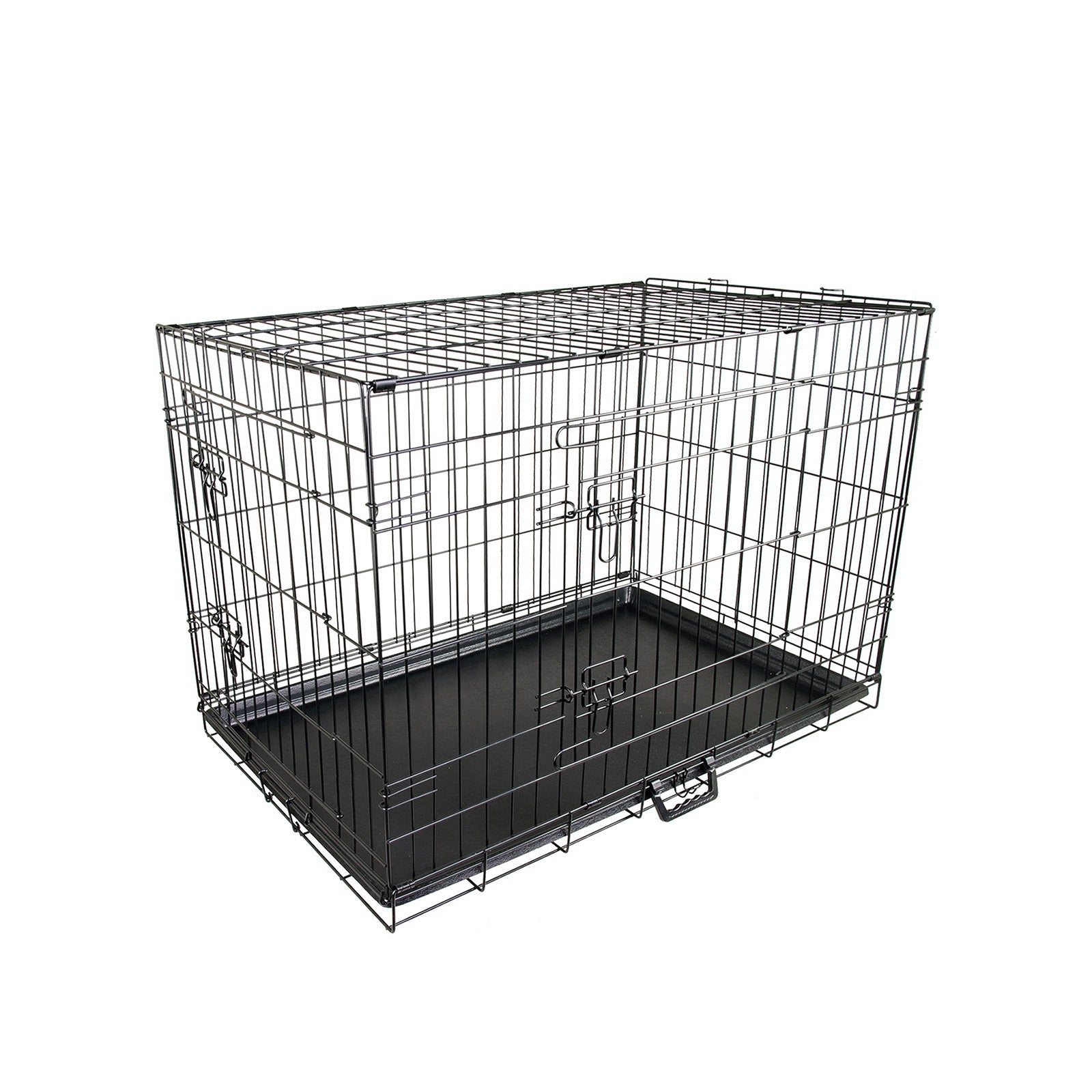 Wire Dog Cage Foldable Crate Kennel 24In With Tray Dog Cages
