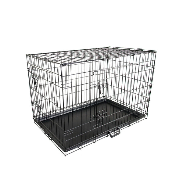 Wire Dog Cage Foldable Crate Kennel 24In With Tray Dog Cages