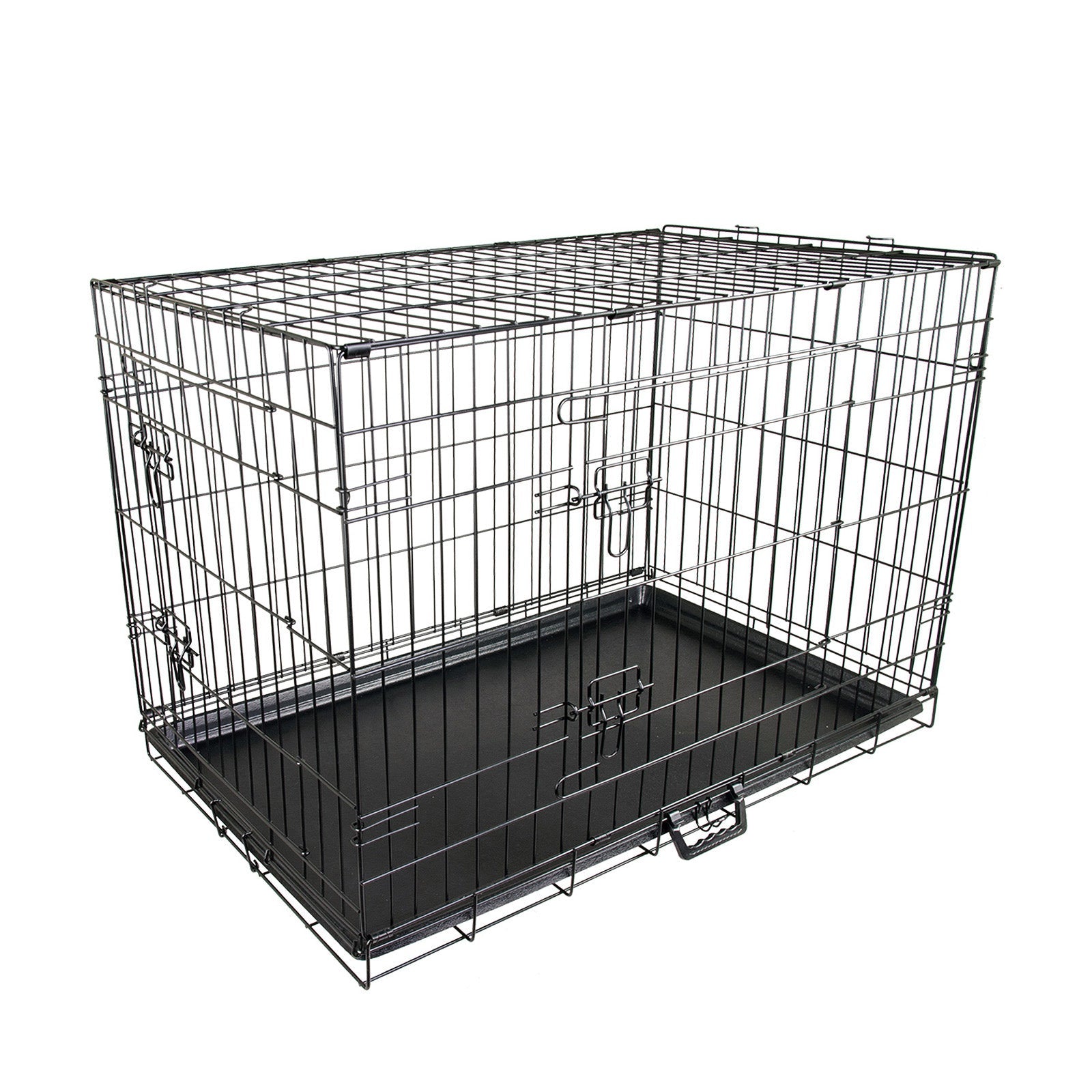Wire Dog Cage Foldable Crate Kennel 48In With Tray Dog Cages