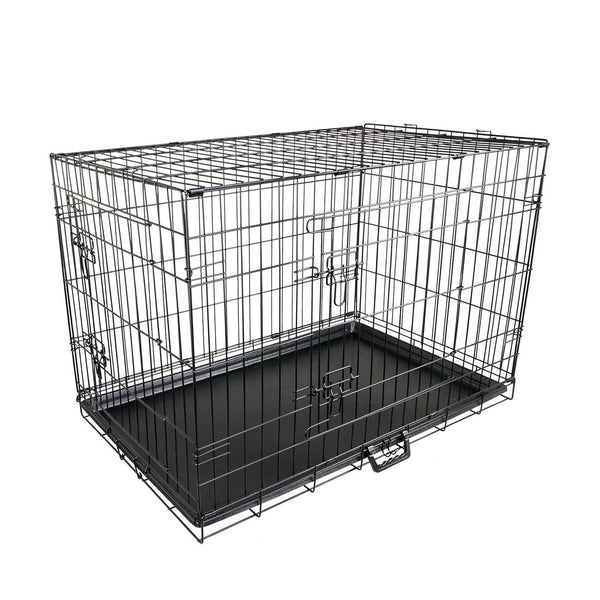 Wire Dog Cage Foldable Crate Kennel 48In With Tray Dog Cages