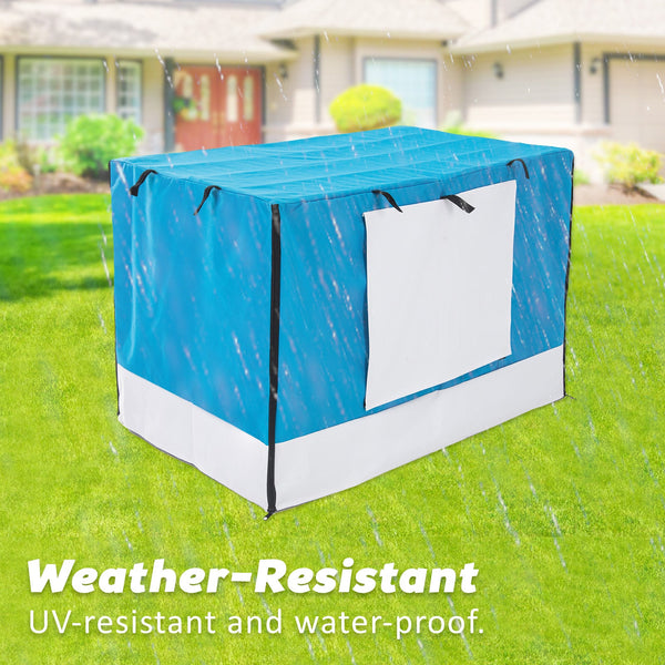 Wire Dog Cage Crate 48In With Tray + Cushion Mat Blue Cover Combo Dog Cages