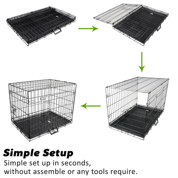 Wire Dog Cage Crate 48In With Tray + Cushion Mat Blue Cover Combo Dog Cages