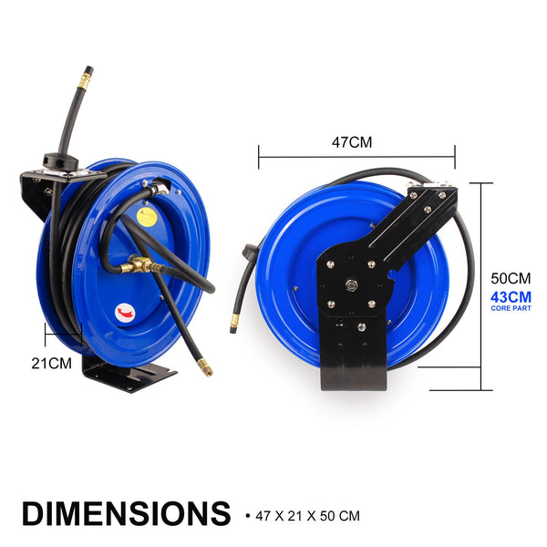 Air Hose Retractable Rewind Reel Automotive Industrial 15M Air Compressors