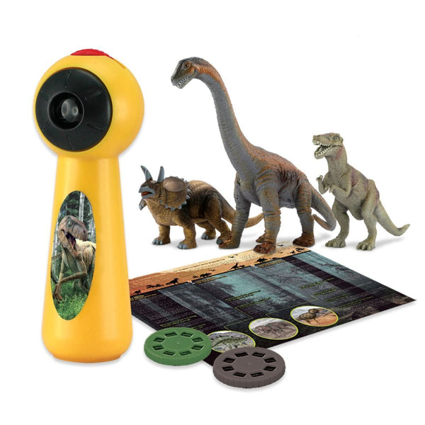 Dinosaur Projector And 3 Toy Figures Play Set Kids Stem Learning Action Figures