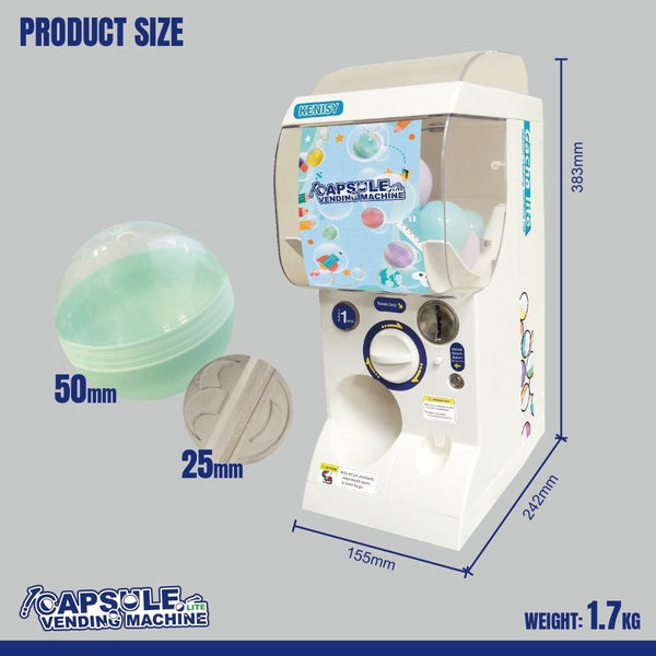 Kenisy Gachapon Capsule Toy Vending Machine Lite Mini Collectible Dispenser Stackable White Other Games
