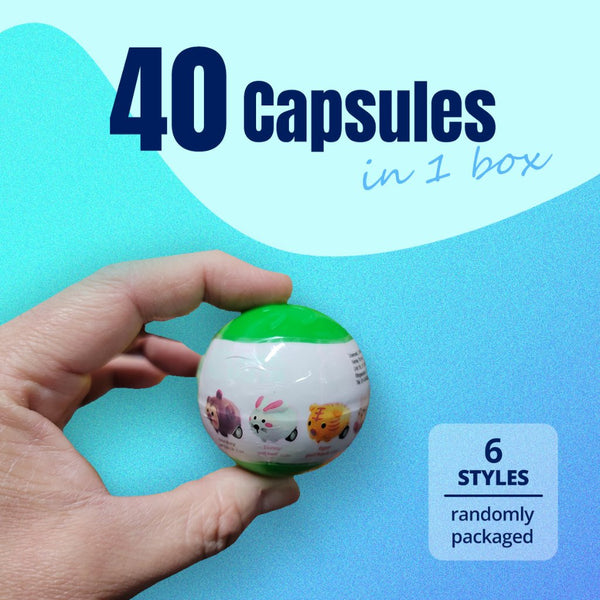 Kenisy 40X Cute Animal Pull Back Car Toy Capsules 50Mm Collectible Gacha In Display Box Other Games