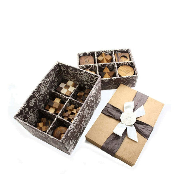12 Puzzle Brain Teaser Interlocking Wooden Set A Deluxe Gift Box For Kids Or Adults Puzzles