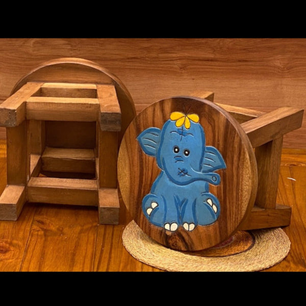 Funyards Children's Stool Blue Elephant Themed Chair Toddlers Step Sitting Kids Chairs