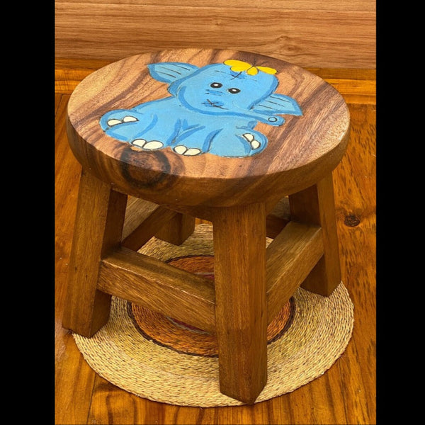 Funyards Children's Stool Blue Elephant Themed Chair Toddlers Step Sitting Kids Chairs