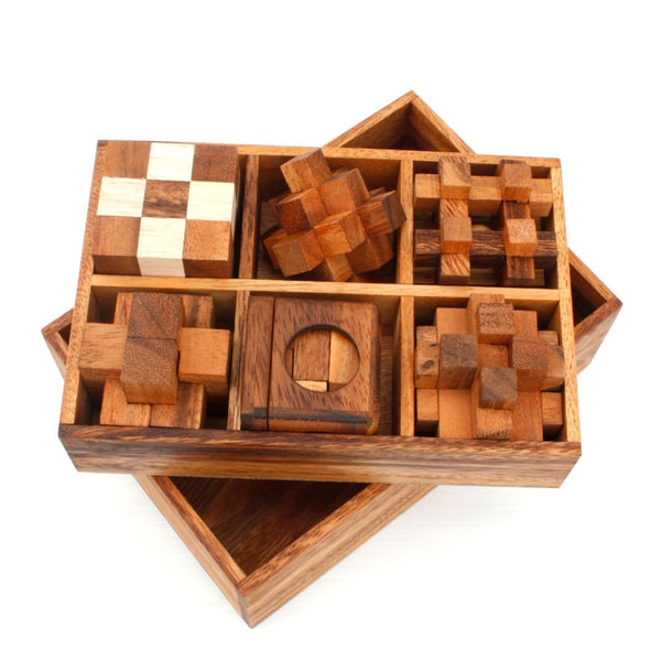 12 Unique Hand Made Wooden In A Deluxe Gift Box Set For Kids Or Adults Puzzles