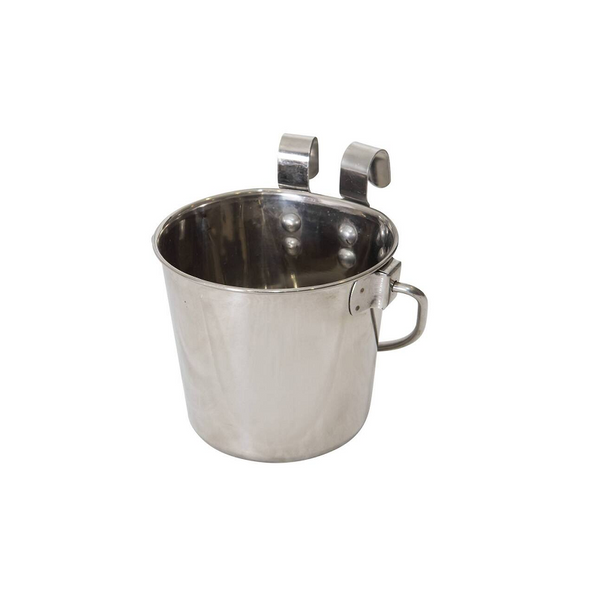 2 X 946Ml Stainless Steel Pet Parrot Feeder Dog Cat Bowl Water Bowls Flat Sided Bucket With Riveted Hooks Dog Bowls