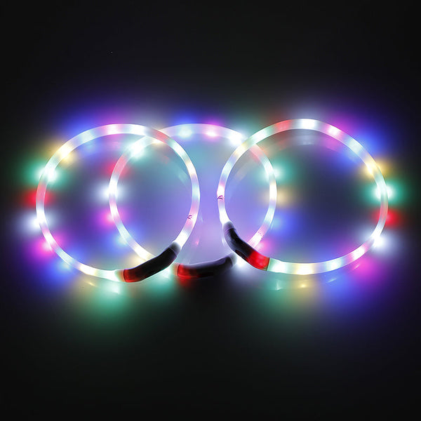 Leads & Head Collars Yes4pets 2 X Medium 55Cm Led Dog Collar Usb Rechargeable Night Glow Flashing Light Up Safety Pet Collars