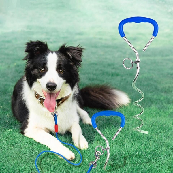 Yes4pets 2 X Pet Dog Puppy Chrome Plated Corkscrew Spiral Tie Out Stake Other Training & Obedience