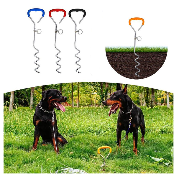 Yes4pets 2 X Pet Dog Puppy Chrome Plated Corkscrew Spiral Tie Out Stake Other Training & Obedience