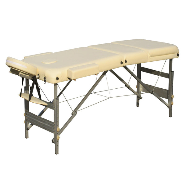 Yes4homes 3 Fold Portable Aluminium Massage Table 5Cm Foam Beauty Therapy Bed Beige 195Cm X 70Cm 59 80Cm Massage Tables & Chairs