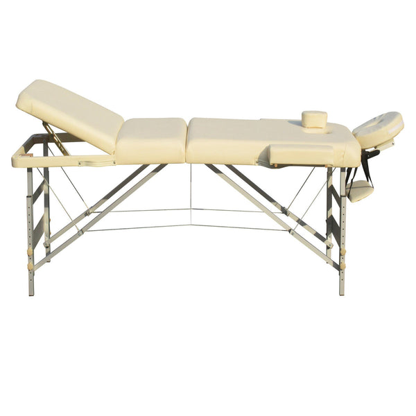 Yes4homes 3 Fold Portable Aluminium Massage Table 5Cm Foam Beauty Therapy Bed Beige 195Cm X 70Cm 59 80Cm Massage Tables & Chairs