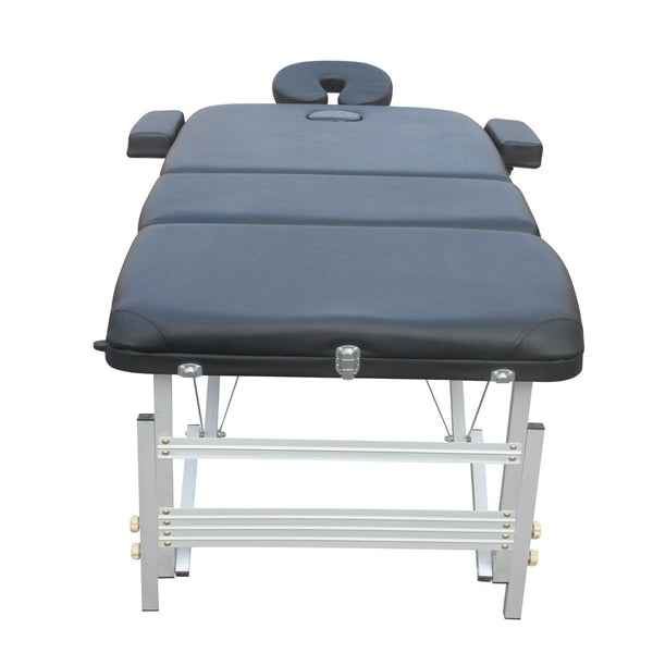 Yes4homes 3 Fold 5 Cm Thickness Foam Portable Aluminium Massage Table Bed Beauty Therapy Black 195Cm X 70Cm 68 85Cm Massage Tables & Chairs