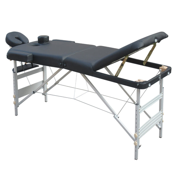 Yes4homes 3 Fold 5 Cm Thickness Foam Portable Aluminium Massage Table Bed Beauty Therapy Black 195Cm X 70Cm 68 85Cm Massage Tables & Chairs