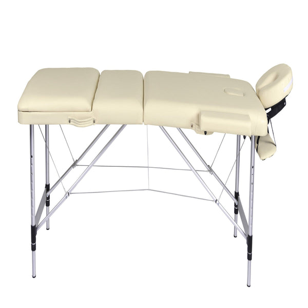 Yes4homes 3 Fold Portable Aluminium Massage Table Beauty Therapy Bed Beige 186Cm X 60Cm 68 85Cm Massage Tables & Chairs
