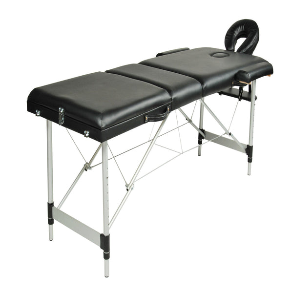 Yes4homes 3 Fold Portable Aluminium Massage Table Bed Beauty Therapy Black 186Cm X 60Cm 68 85Cm Massage Tables & Chairs