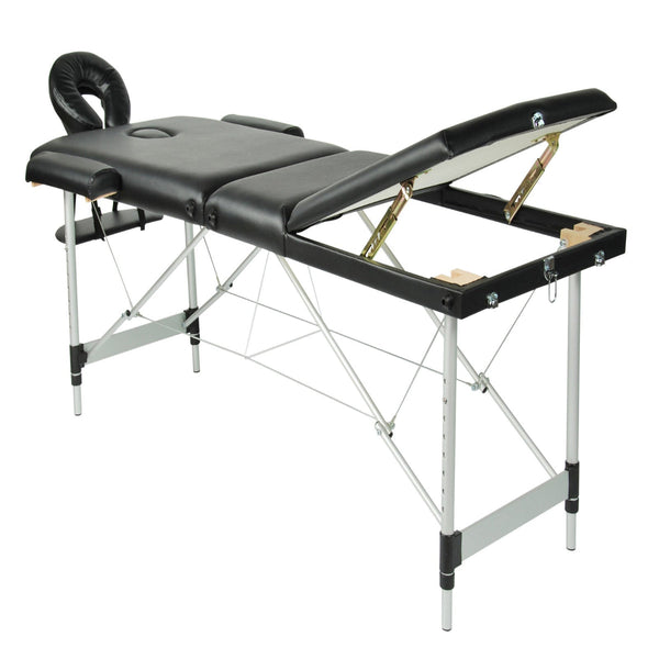 Yes4homes 3 Fold Portable Aluminium Massage Table Bed Beauty Therapy Black 186Cm X 60Cm 68 85Cm Massage Tables & Chairs