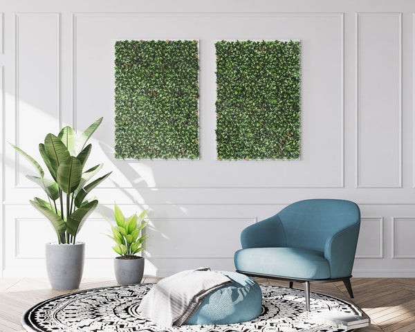 4 X Garden Vertical Wall Hanging Artificial Plants Interlocking Tile Hedge Green Uv 50X50cm Artificial Plant Panels