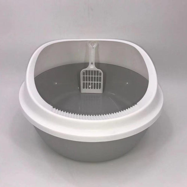 Yes4pets 2 X Grey Round Portable Cat Toilet Litter Box Tray With Scoop Cat Litter