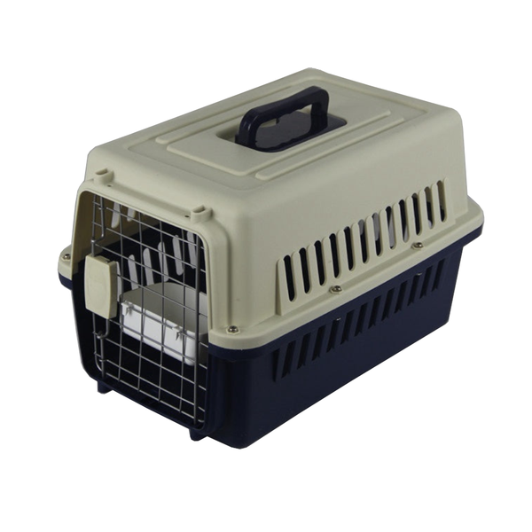 Yes4pets Small Dog Cat Rabbit Crate Pet Carrier Airline Cage With Bowl And Tray Dark Blue Small Animal Supplies