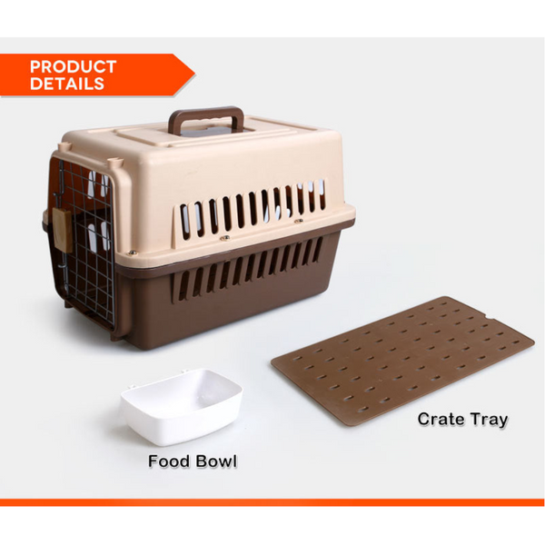 Yes4pets Small Dog Cat Rabbit Crate Pet Carrier Airline Cage With Bowl And Tray Dark Blue Small Animal Supplies