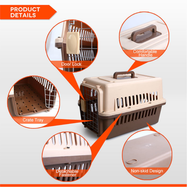 Yes4pets Small Dog Cat Rabbit Crate Pet Carrier Airline Cage With Bowl And Tray Dark Blue Small Animal Supplies