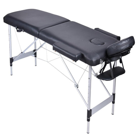 Yes4homes 2 Fold Portable Aluminium Massage Table Bed Beauty Therapy Black Massage Tables & Chairs