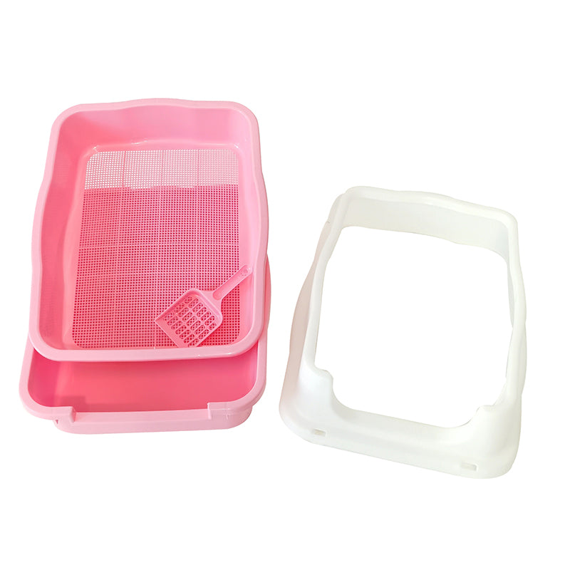 Yes4pets Large Deep Cat Kitty Litter Tray High Wall Pet Toilet Grid With Scoop Pink Cat Litter
