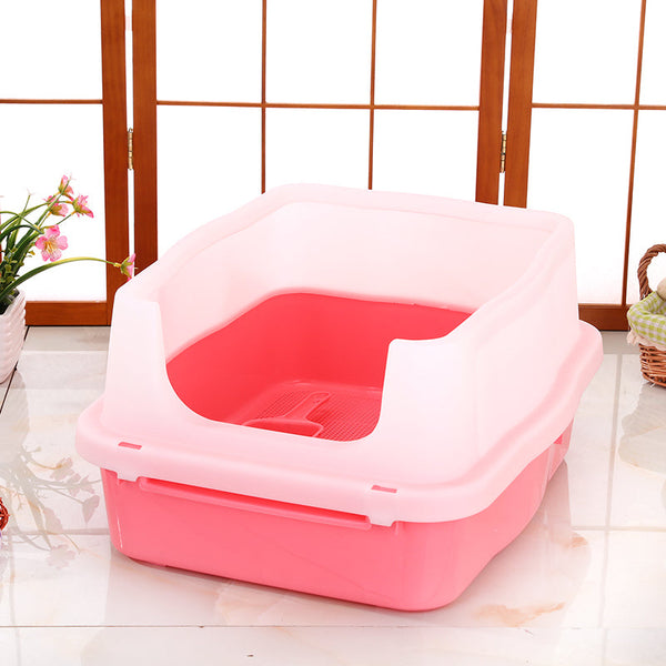 Yes4pets Large Deep Cat Kitty Litter Tray High Wall Pet Toilet Grid With Scoop Pink Cat Litter