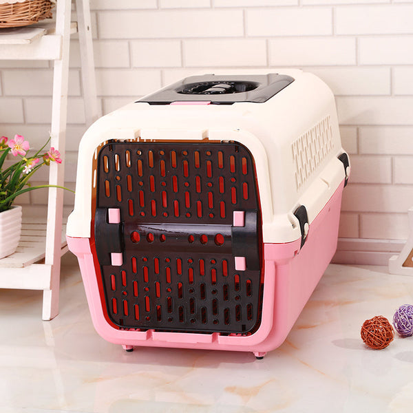 Yes4pets Medium Dog Cat Crate Pet Rabbit Carrier Travel Cage With Tray & Window Pink Small Animal Supplies