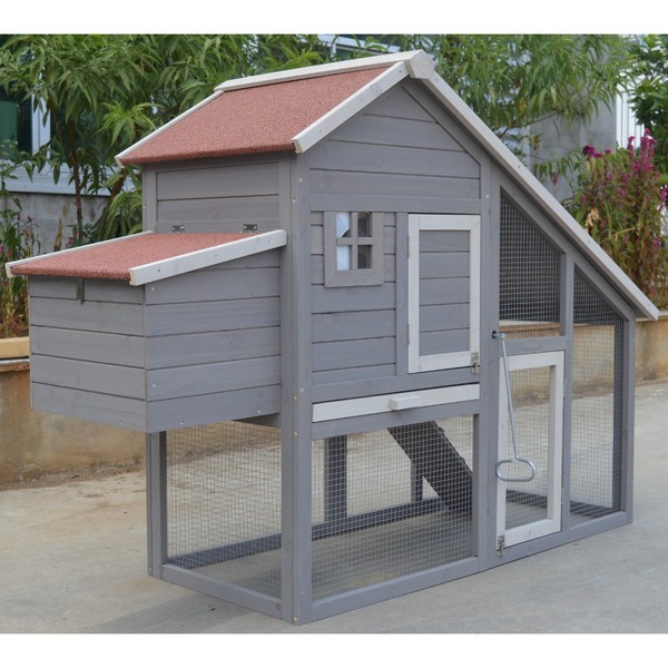 Yes4pets Grey Large Chicken Coop Rabbit Hutch Ferret Guinea Pig Cage Hen Chook Cat Kitten House Small Animal Cages & Hutches