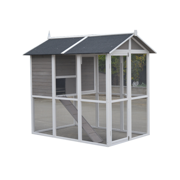 Yes4pets Grey Xl Chicken Coop Rabbit Guinea Pig Hutch Ferret Hen Cat House Small Animal Cages & Hutches