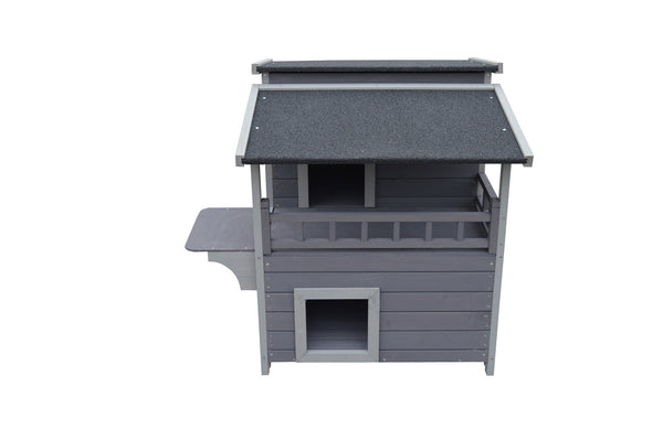 2 Story Cat Shelter Condo With Escape Door Rainproof Kitty House Cat Houses
