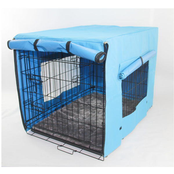 36' Foldable Dog Cat Rabbit Collapsible Crate Pet Cage With Cover Mat Blue Dog Cages