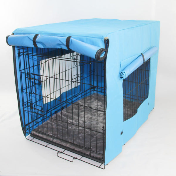 Yes4pets 48' Portable Foldable Dog Cat Rabbit Collapsible Crate Pet Cage With Cover Mat Blue Small Animal Supplies