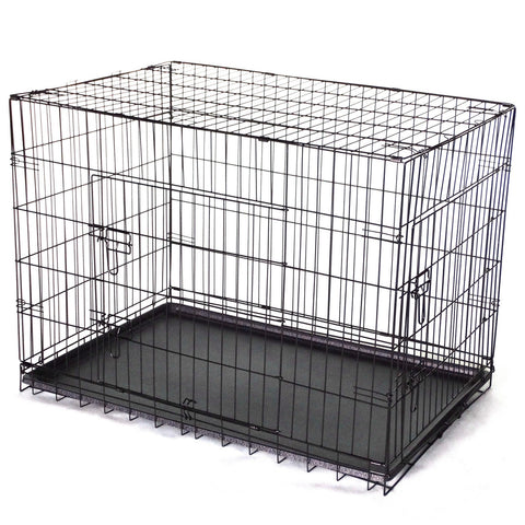 48' Collapsible Metal Pet Dog Crate Cat Rabbit Cage With Mat Small Animal Supplies