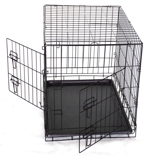 48' Collapsible Metal Pet Dog Crate Cat Rabbit Cage With Mat Small Animal Supplies